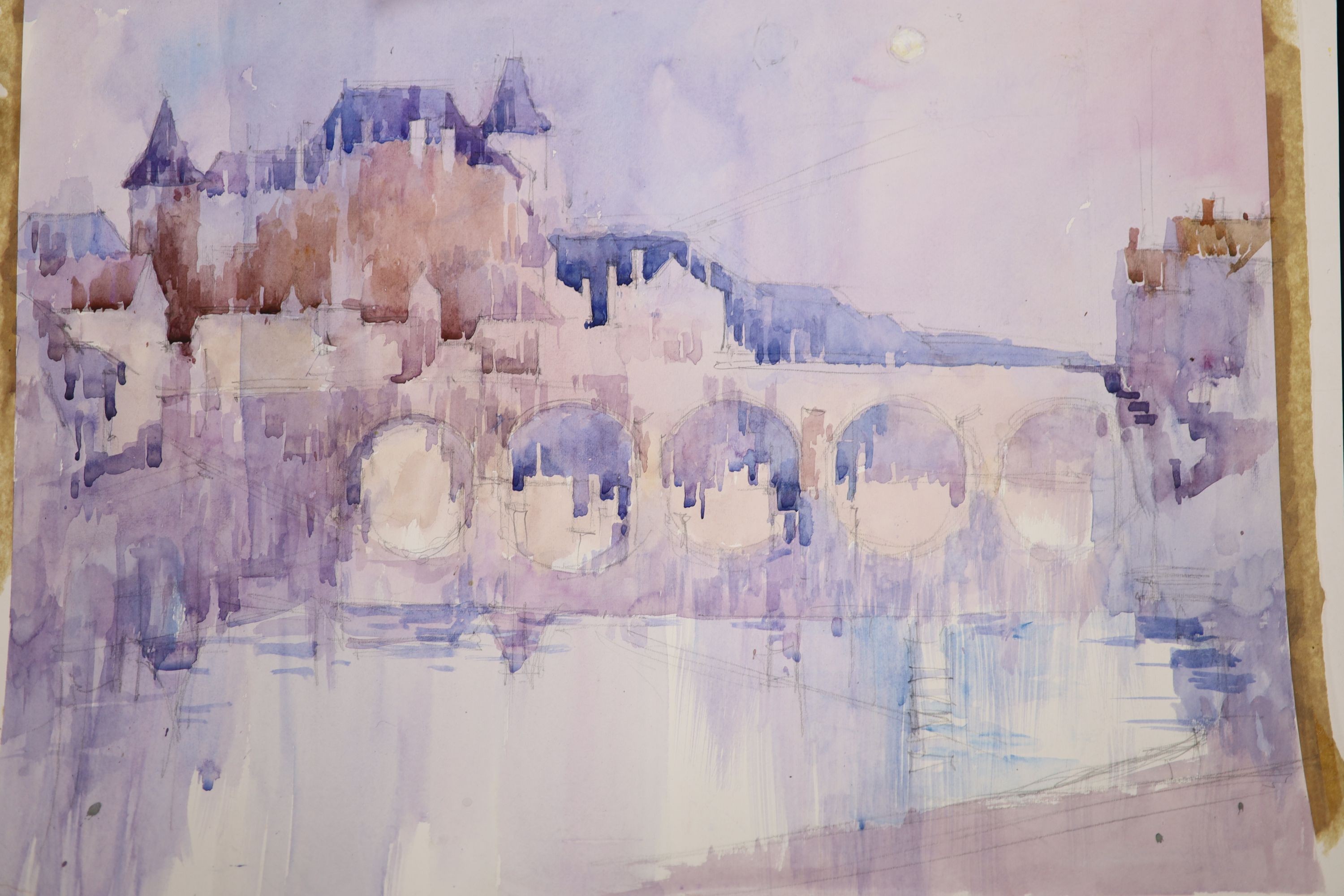 Michael Cadman (1920-2010), a folio of assorted watercolours and prints, Topographical scenes, largest 40 x 56cm, unframed